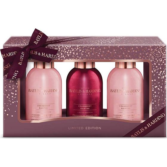 Baylis & Harding Cranberry Martini Duschgel 100 ml + Körperlotion 100 ml + Duschcreme 100 ml, Kosmetikset
