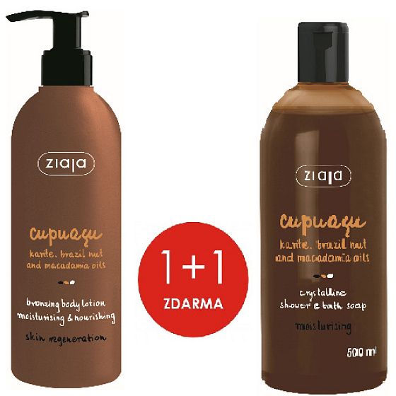Ziaja Cupuacu Bronze Körperlotion 300 ml + kristalline Seife für Dusche und Bad 500 ml, Duopack