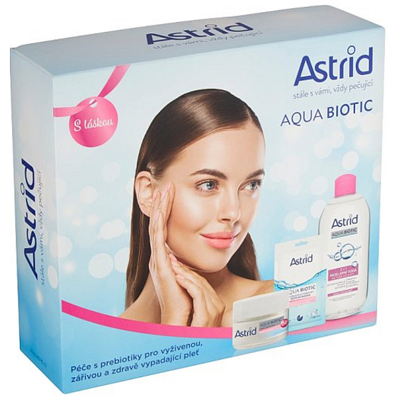 Astrid Aqua Biotic Tages- und Nachtcreme 50 ml + Mizellenwasser 400 ml + Textilmaske 20 ml, Kosmetikset