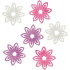 Holzblumen weiß-rosa-lila 6 cm 6 Stück