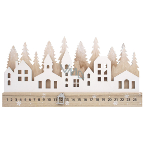 Adventskalender Holz weiß Häuser 40 x 20 cm