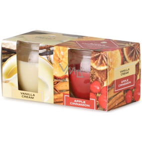 Emocio Vanilla Cream & Apple Cinnamon - Vanilla Cream und Apple Cinnamon Duftkerze Glas 65 x 63 mm 2 Stück in Box