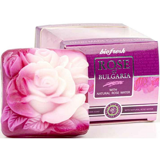Rose von Bulgarien handgemachte Glycerinseife in Form einer Rose 70 g in einer Schachtel