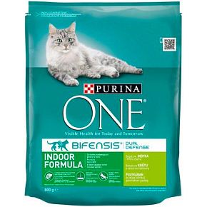 Purina One Indoor Katzenfutter mit Truthahn und Vollkorngetreide, 800 g