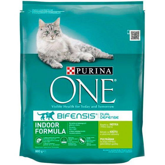 Purina One Indoor Katzenfutter mit Truthahn und Vollkorngetreide, 800 g