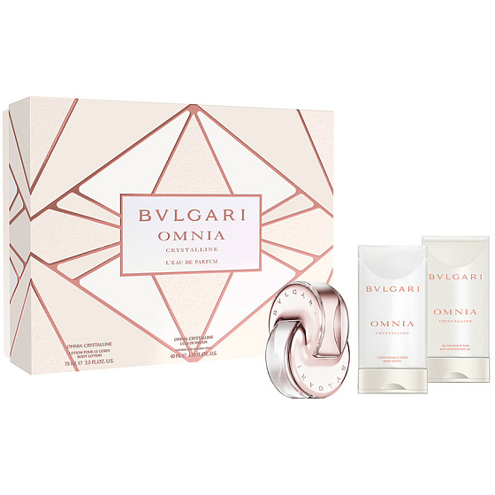 Bvlgari Omnia Crystalline Léau de Parfum parfümiertes Wasser 40 ml + Körperlotion 75 ml + Duschgel 75 ml, für Frauen Geschenkset