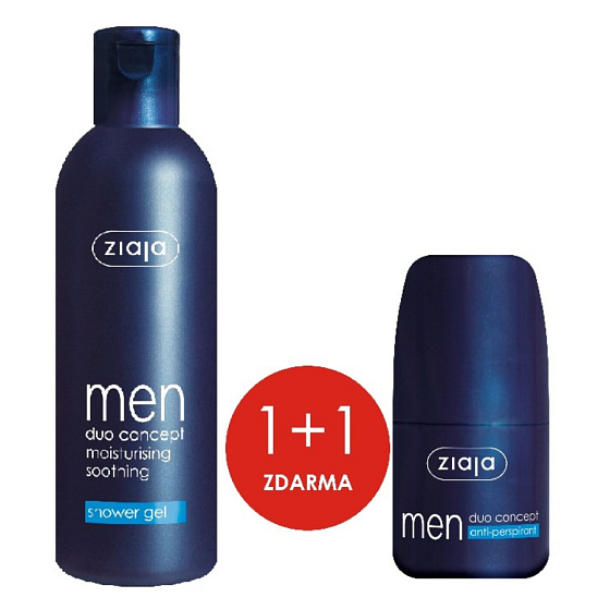 Ziaja Men Duo Concept feuchtigkeitsspendendes Duschgel 300 ml + Ball Antitranspirant Deodorant Roll-On für Männer 60 ml, Duopack