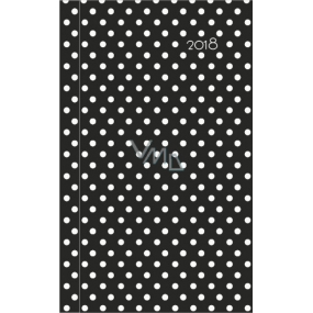 Albi Diary 2018 Tasche wöchentlich Schwarz mit Tupfen 9,5 cm × 15,5 cm × 1,1 cm