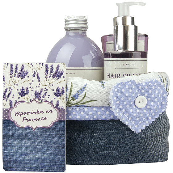 Bohemia Gifts Lavender La Provence Erinnerung an die Provence Duschgel 250 ml + Shampoo 200 ml + Badeschaum 500 ml + Tuchkorb, Kosmetikset