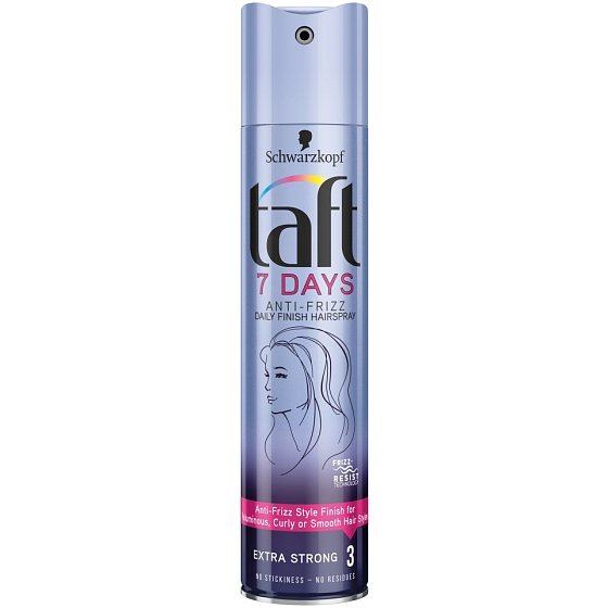 Taft 7 Days Anti-Frizz für Haare ohne Frizz extra starke Fixierung 3 Haarspray 250 ml