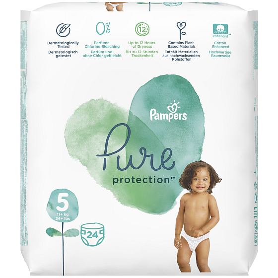 Pampers Pure Protection Größe 5, ab 11+ kg Windelhöschen 24 Stück
