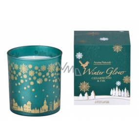 Arome Winter Glow Zedernholz & Tanne Kerze duftend Glas grün in einer Geschenkbox 80 x 90 mm 500 g