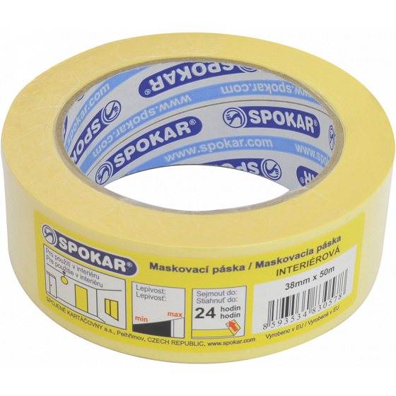 Spokar Papier-Abdeckband, 1 Tag, bis 60 ° C, Abmessungen 38 mm × 50 m