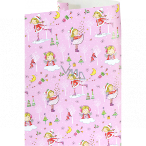 Zöwie Geschenkpapier 70 x 200 cm Bambini rosa - kleines Mädchen auf einer Wolke, in Schlittschuhen