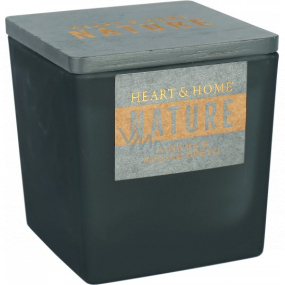 Heart & Home Nature Duftkerze Vanille und helles Holz großes Glas, Brenndauer bis zu 40 Stunden 210 g
