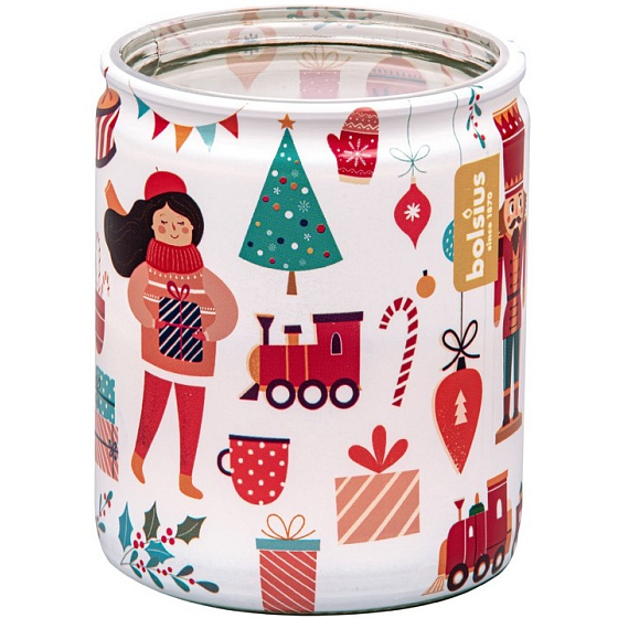 Bolsius Weihnachtsmarkt-Duftkerze im Glas 68 x 80 mm, Brenndauer 23 Stunden