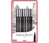 Uni Pin Draw & Sketch Calligraphy Zeichenstift-Set mit Spezialtusche 0,05/0,1/0,3/0,5/0,8/1,0/1,2/Pinsel Schwarz 8 Stück