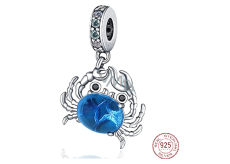 Charms Sterling Silber 925 Krabbe blau aus Muranoglas, Meer Armband Anhänger