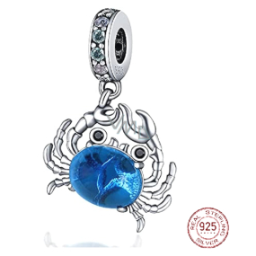 Charms Sterling Silber 925 Krabbe blau aus Muranoglas, Meer Armband Anhänger