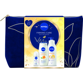 Nivea Firming Care Original Care Antitranspirant Roll-on 50 ml + Aprikose & Aprikosenkernöl Duschgel 250 ml + Firming Q10 + Vitamin C straffende Körperlotion 400 ml + Kosmetiktasche, Kosmetikset für Frauen