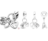 Charm Sterling Silber 925 Mein Baby, Familie Charm mit Schuhe, Flasche und Herz 3in1, Anhänger für Armband Familie