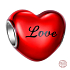 Charme Sterling Silber 925 Rotes Herz mit Aufschrift Love, Perle am Armband Love