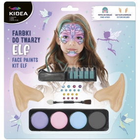 Kidea Elf Gesichts- und Haarfarben + Strasssteine + Pinsel + Gummiohren, Kreativset