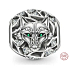 Charm Sterlingsilber 925 Wolf, grüne Augen, Perle für Armband Tier