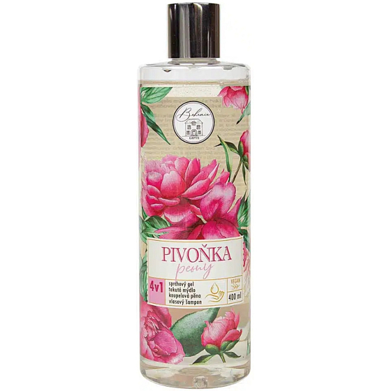 Bohemia Gifts 4in1 Pfingstrose Duschgel, Shampoo, Schaum und Seife 400 ml