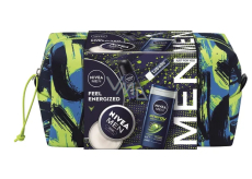 Nivea Men Feel Energized Creme Gesichts-, Körper- und Handcreme 150 ml + Nivea Men Deep Sport Antitranspirant Roll-on 50 ml + Nivea Men Energy Duschgel 250 ml + Labello Men Active Lippenbalsam 4,8 g + Kosmetiktasche, Kosmetikset für Männer