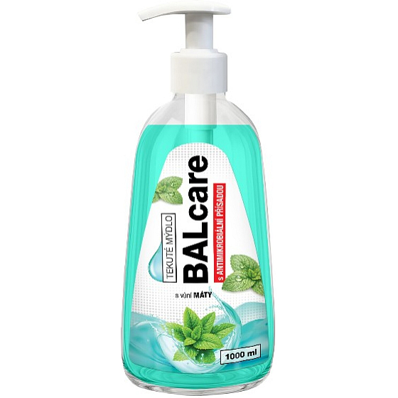 Balcare Minze antibakteriální tekuté mýdlo s dávkovačem 1 l