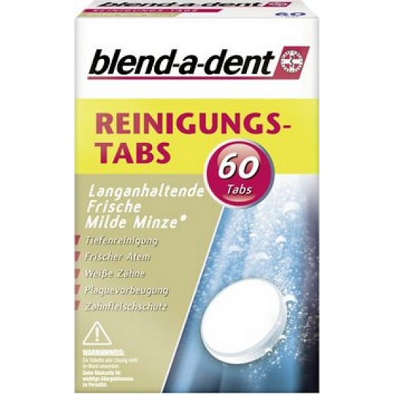Blend-a-dent Mild Mint Tabletten zum Reinigen von Zahnersatz 60 Stück