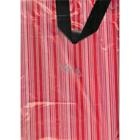 Presse Plastiktüte 43 x 39 cm roter Streifen mit Griff 1 Stück