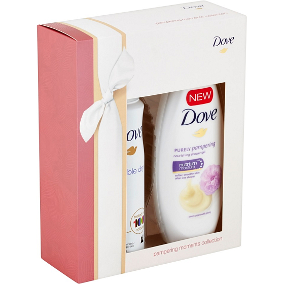 Dove Purely Pampering Nourishing Duschgel SG 250 ml + Invisible Dry Antitranspirant Spray 150 ml, Kosmetikset