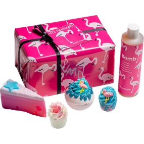 Bomb Cosmetics Flamingo - Lässt Flamingle ballistisch 160 g + Block 2 x 50 g + Duschgel 300 ml + Seife 100 g, Kosmetikset