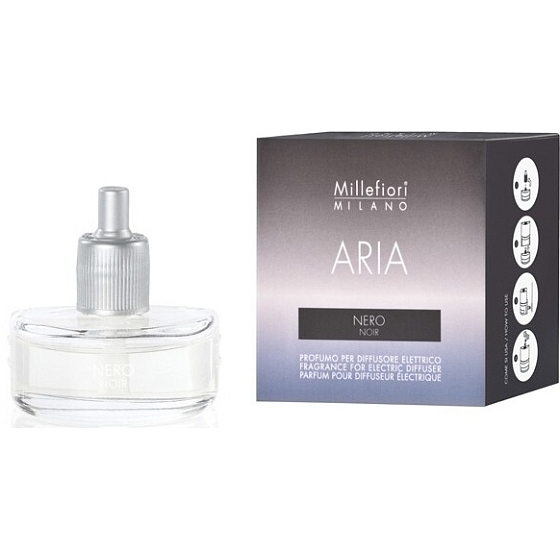 Millefiori Milano Aria Nero - Schwarze Nachfüllung für elektrischen Diffusor riecht 6-8 Wochen 20 ml