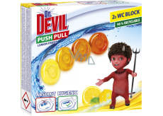 Dr. Devil WC Push Pull Gel Zitronenfrisch WC Block ohne Korb, 2 × 20 g