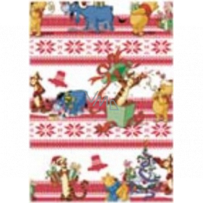 Ditipo Geschenkpapier 70 x 200 cm Weihnachten Disney Winnie the Pooh weiß mit roten Streifen