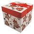 Faltbare Geschenkbox mit Weihnachtsband mit roten Verzierungen 16,5 x 16,5 x 16,5 cm