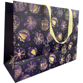 Nekupto Geschenkpapier Tasche mit Prägung 30 x 23 x 12 cm Weihnachtsflaschen lila