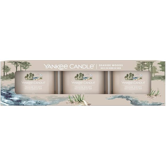 Yankee Candle Seaside Woods - Seaside Woods duftende Votivkerze im Glas 3 x 37 g, Geschenkset
