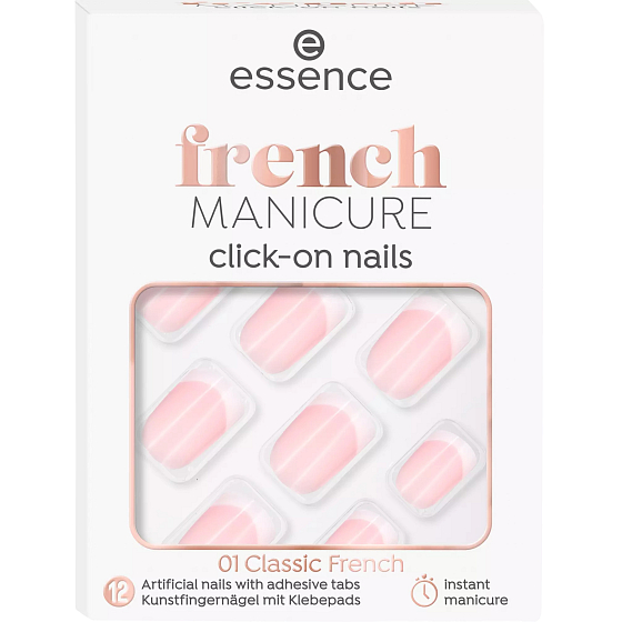 Essence French Click & Go Kunstnägel 01 Classic French 12 Stück