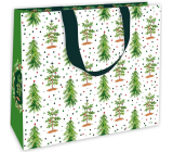 Nekupto Geschenkpapier Tasche mit Prägung 30 x 23 x 12 cm Weihnachtsbäume