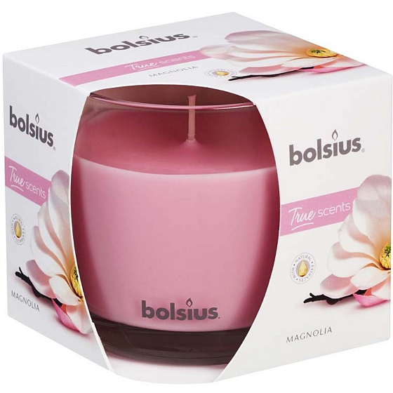 Bolsius True Scents Magnolia - Magnolien-Duftkerze im Glas 95 x 95 mm, Brenndauer 43 Stunden