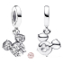 Sterling Silber 925 Disney Glitter Mickey Mouse Kopf Silhouette weiß Zirkonia Anhänger Armband