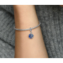 Charm Sterling Silber 925 Halbmond mit königsblauem, sternenblauem und hellblauem Kristall, Universum Armband Anhänger