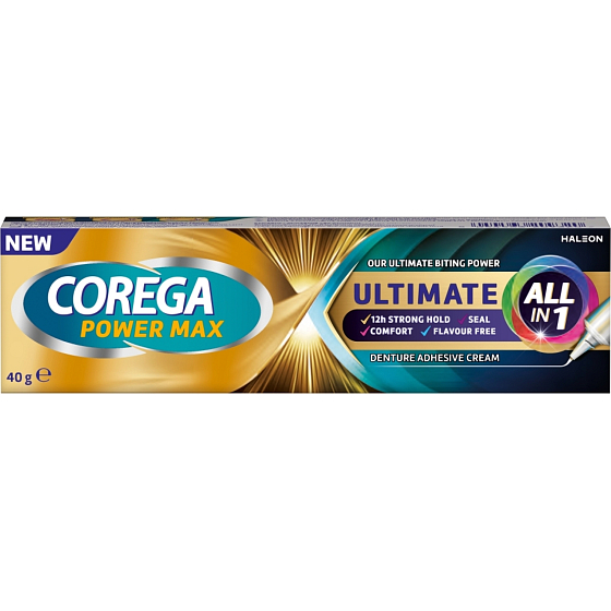 Corega Power Max Ultimate All in One Fixiercreme für Zahnprothesen, 40 g