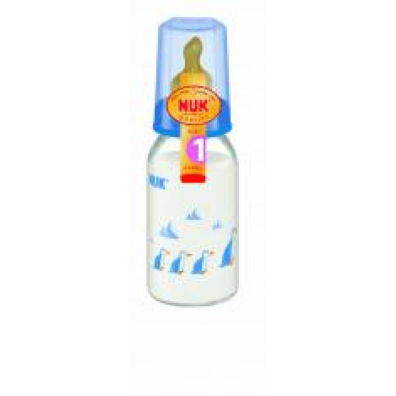 Nuk Flasche Stillglas mit Farbmotiven 250 ml für Milch