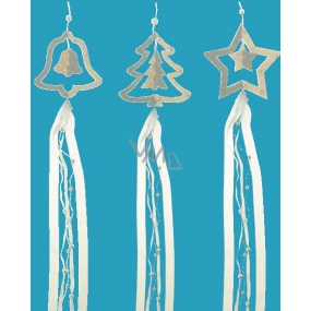 Baum, Stern oder Glocke grau-silber mit einem Band zum Aufhängen von 70 cm 1 Stück