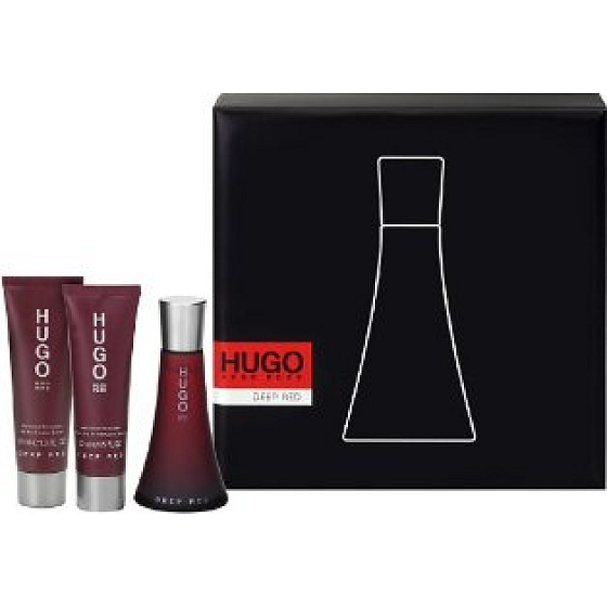Hugo Boss Deep Red parfümiertes Wasser für Frauen 50 ml + Körperlotion 50 ml + Duschgel 50 ml, Geschenkset
